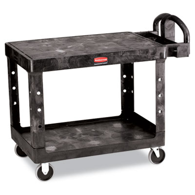 Rubbermaid Commercial FG452500BLA Flat Shelf Utility Cart, Two-Shelf, 25.25w x 44d x 38.13h, Black RCP452500BK