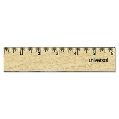 UNV59021 Flat Wood Ruler w/Double Metal Edge, 12", Clear Lacquer Finish UNV59021