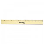 Westcott Flat Wood Ruler w/Two Double Brass Edges, 12", Clear Lacquer Finish ACM05221