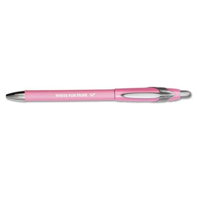 Paper Mate FlexGrip Elite Pink Ribbon Pen, Ballpoint, Retractable, Black Ink, Medium, Dozen PAP70672