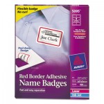 Avery Flexible Self-Adhesive Laser/Inkjet Name Badge Labels, 2 1/3 x 3 3/8, RD, 400/BX AVE5095