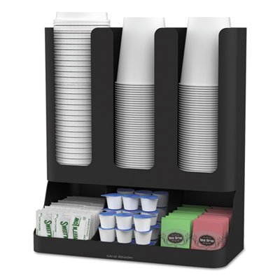 Flume Six-Section Upright Coffee Condiment/Cup Organizer, Black, 11.5 x 6.5 x 15 EMSUPRIGHT6BLK