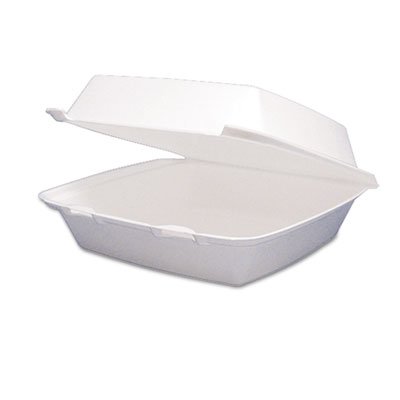 DCC 85HT1R Foam Container, Hinged Lid, 1-Comp, 8 3/8 x 7 7/8 x 3 1/4, 200