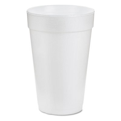 Dart Foam Drink Cups, 16oz, White, 25/Bag, 40 Bags/Carton DCC16J16