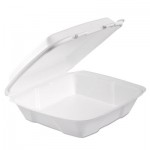 DCC 90HTPF1R Foam Hinged Lid Container, 1-Comp, 9 x 9 2/5 x 3, White, 100/Bag, 2 Bag