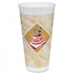 Dart Foam Hot/Cold Cups, 20 oz., Cafe G Design, White/Brown with Red Accents DCC20X16G