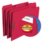 Smead Folders, Two Fasteners, 1/3 Cut Assorted, Top Tab, Letter, Red, 50/Box SMD12740