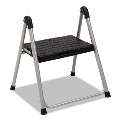 Folding Step Stool, 1-Step, 200lb, 9 9/10" Working Height, Platinum/Black CSC11014PBL1E