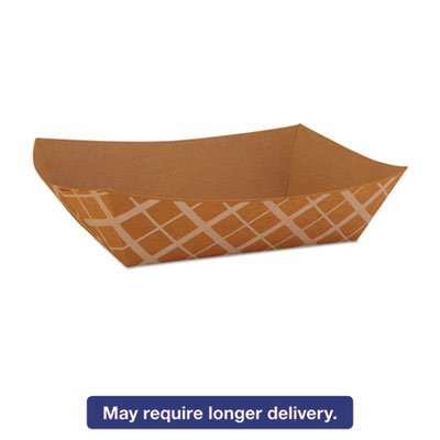 SCH 0529 Food Trays, Paperboard, Brown/White Check, 5-Lb Capacity, 500/Carton SCH0529
