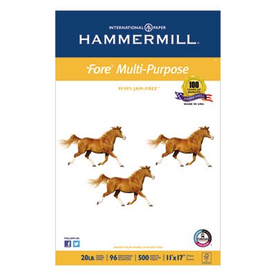 Hammermill Fore MP Multipurpose Paper, 96 Brightness, 20lb, 11 x 17, White, 500/Ream HAM103192