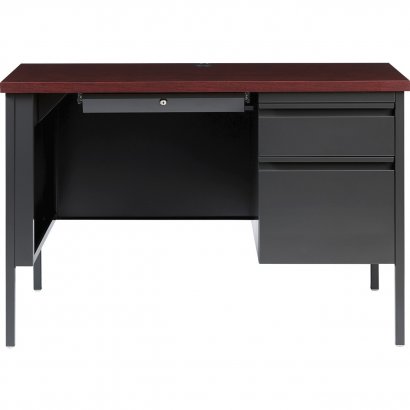 Lorell Fortress Series Mahogany Laminate Top Desk 66949