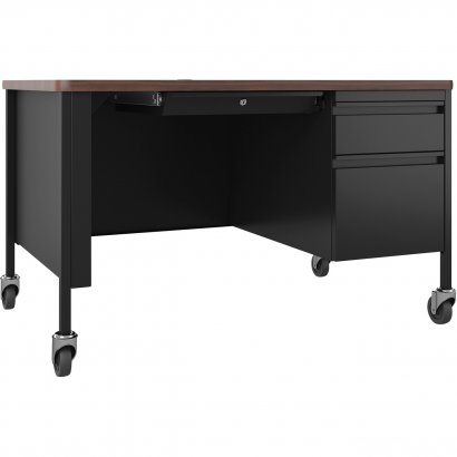 Lorell Fortress Series Walnut Top Teacher's Desk 66943