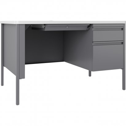 Lorell Fortress White/Platinum Steel Teachers Desk 66940