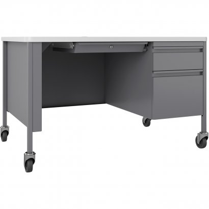 Lorell Fortress White/Platinum Steel Teachers Desk 66944