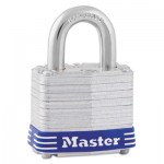 Master Lock Four-Pin Tumbler Laminated Steel Lock, 2" Wide, Silver/Blue, Two Keys MLK5D