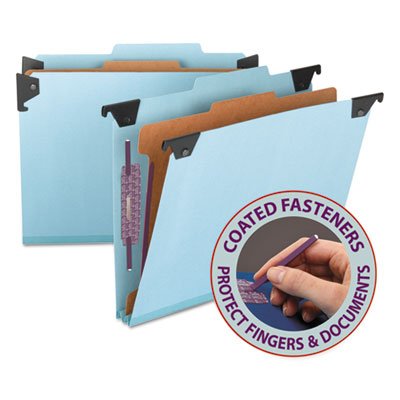 Smead Four Section Hanging Classification Folder, Pressboard/Kraft, Letter, Blue SMD65105