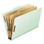 Pendaflex 17174EE Four-, Six-, and Eight-Section Pressboard Classification Folders, 3 Dividers, Embedded Fasteners, Letter Size, Green, 10/Box PFX17174