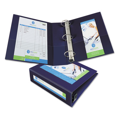 Avery Framed View Heavy-Duty Binders, 3 Rings, 3" Capacity, 11 x 8.5, Navy Blue AVE68038