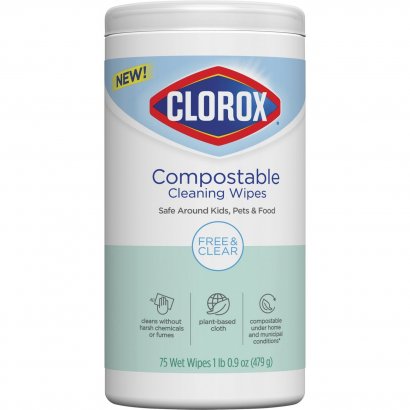 Clorox Free & Clear Compostable Cleaning Wipes 32486