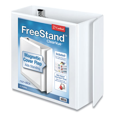 Cardinal FreeStand Easy Open Locking Slant-D Ring Binder, 3 Rings, 5" Capacity, 11 x 8.5, White CRD43150