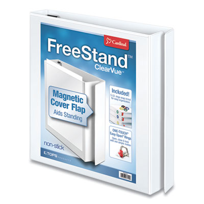 Cardinal FreeStand Easy Open Locking Slant-D Ring Binder, 3 Rings, 1" Capacity, 11 x 8.5, White CRD43100