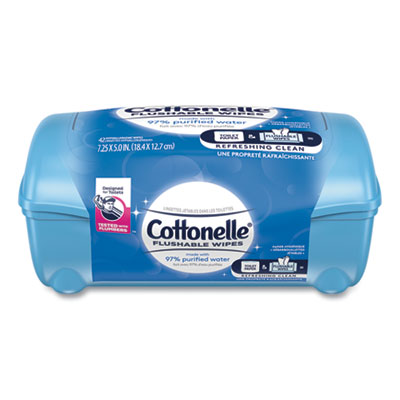 Cottonelle KCC 36734CT Fresh Care Flushable Cleansing Cloths, White, 3.75 x 5.5, 42/Pack, 8 Packs/CT KCC36734CT