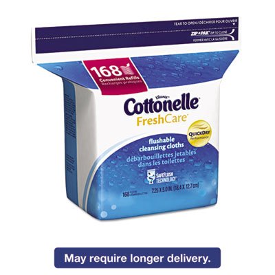 Fresh Care Flushable Cleansing Cloths, White, 5x7 1/4, 168/Pack,8 Pack/Carton KCC10358CT