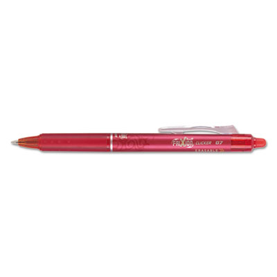 Pilot FriXion Clicker Erasable Retractable Gel Pen, Fine 0.7 mm, Red Ink, Red Barrel PIL31452
