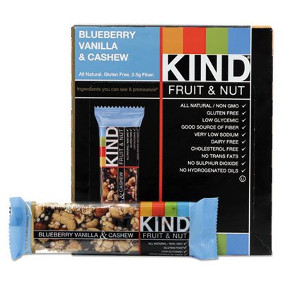 KIND Fruit and Nut Bars, Blueberry Vanilla and Cashew, 1.4 oz Bar, 12/Box KND18039