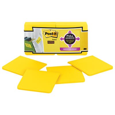 Post-It Notes Super Sticky Full Adhesive Notes, 3 x 3, Electric Yellow, 12/Pack MMMF33012SSY