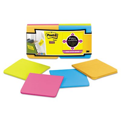 Post-It Notes Super Sticky Full Adhesive Notes, 3 x 3, Assorted Rio de Janeiro Colors, 12/Pack MMMF33012SSAU