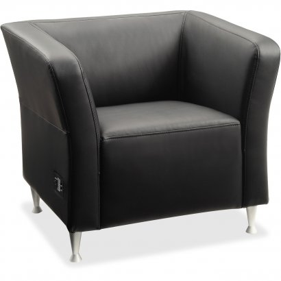Lorell Fuze Modular Series Black Leather Guest Seating 86916