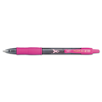 Pilot G2 Premium Breast Cancer Awareness Retractable Gel Pen, 0.7mm, Black Ink, Dozen PIL31332