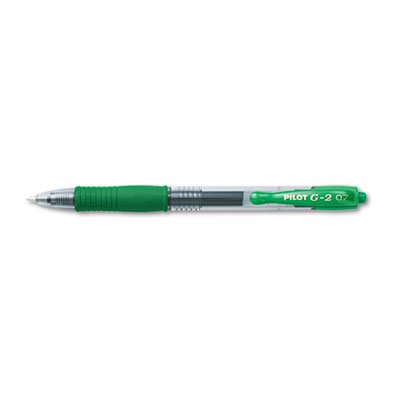 Pilot G2 Premium Retractable Gel Ink Pen, Refillable, Green Ink, .7mm, Dozen PIL31025