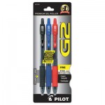 Pilot G2 Premium Retractable Gel Pen, 0.7 mm, Assorted Ink, Smoke Barrel, 3/Pack PIL31023