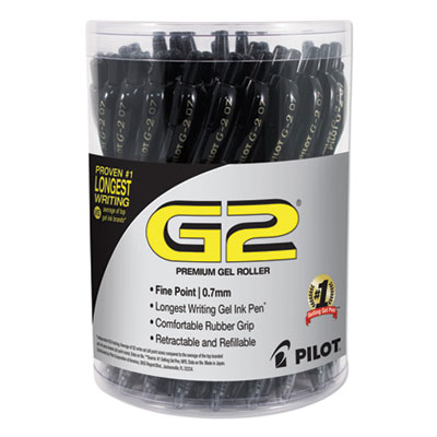Pilot G2 Premium Retractable Gel Pen, Fine 0.7 mm, Black Ink/Barrel, 36/Pack PIL84065