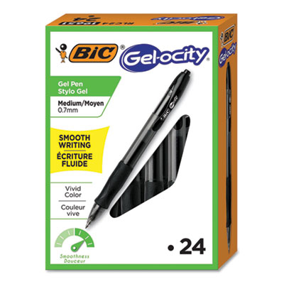BIC RLC241-BK Gel-ocity Retractable Gel Pen Value Pack, Medium 0.7 mm, Black Ink/Barrel, 24/Pack BICRLC241BK