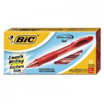BIC Gelocity Roller Ball Retractable Gel Pen, Red Ink, .7mm, Medium, Dozen BICRLC11RD