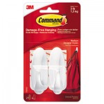 Command General Purpose Hooks, Designer, Holds 3lb, White, 2 Hooks & 4 Strips/Pack MMM17081ES