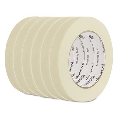 UNV51334 General Purpose Masking Tape, 18mm x 54.8m, 3" Core, 6/Pack UNV51334