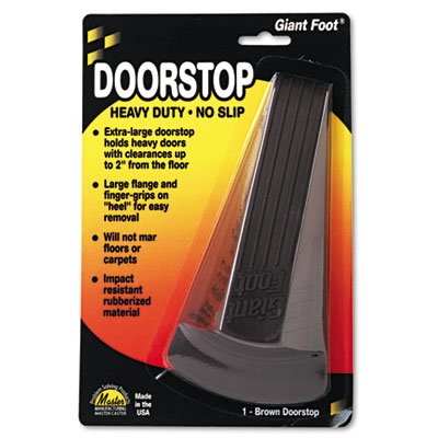 Master Caster Giant Foot Doorstop, No-Slip Rubber Wedge, 3-1/2w x 6-3/4d x 2h, Brown MAS00964