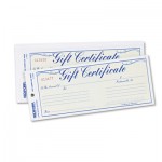 Rediform Gift Certificates w/Envelopes, 8-1/2w x 3-2/3h, Blue/Gold, 25/Pack RED98002