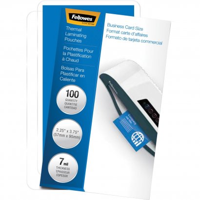 Fellowes Glossy Pouches - Business Card, 7 mil, 100 pack 52059