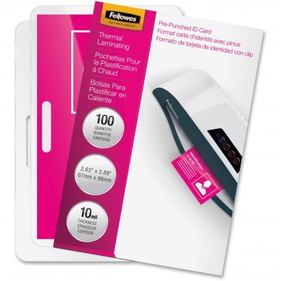 Fellowes Glossy Pouches - ID Tag punched, 10 mil, 100 pack 52051