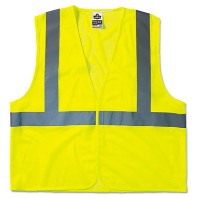 Ergodyne GloWear 8210HL Class 2 Economy Vest, Polyester Mesh, Hook Closure, Lime, L/XL EGO21025