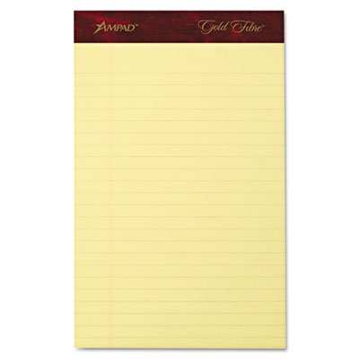 Ampad Gold Fibre Writing Pads, Jr. Legal Rule, 5 x 8, Canary, 4 50-Sheet Pads/Pack TOP20029