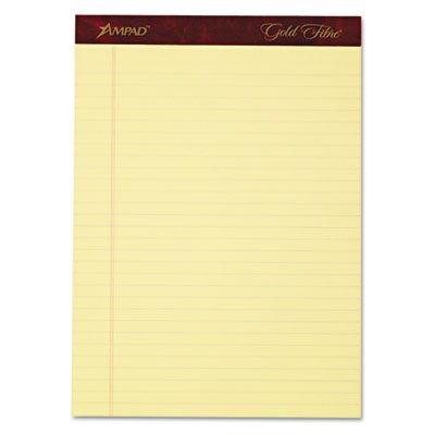 Ampad Gold Fibre Writing Pads, Legal/Legal Rule, Ltr, Canary, 4 50-Sheet Pads/Pack TOP20032