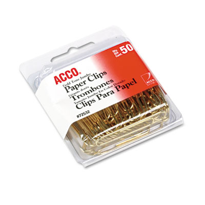 ACCO A7072532 Gold Tone Paper Clips, Jumbo, Gold Tone, 50/Box ACC72532