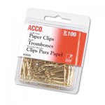 ACCO A7072533 Gold Tone Paper Clips, Small (No. 2), Gold Tone, 100/Box ACC72533