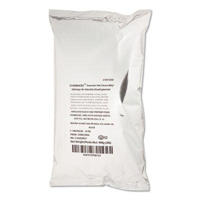 Starbucks Gourmet Hot Cocoa Mix, 2 lb, Bag, 6/Carton SBK11071232